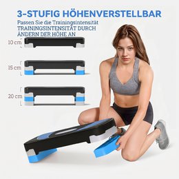 Aerobic stepper 3-stage height adjustable 80 x 31 x 20 cm black + gray