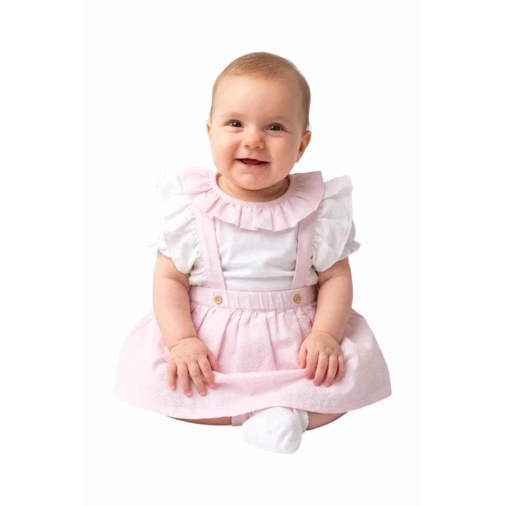 Babypigesæt, nederdelbukser og bluse
