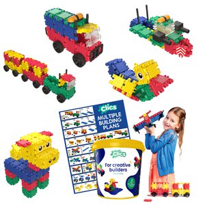 Clics building blocks – DURABLE TOYS made of RECYCLED PLASTIC (Made in Belgium) - building set 8 in 1