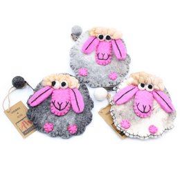 Pochette zippée en feutre naturel (asst) - Happy Sheep