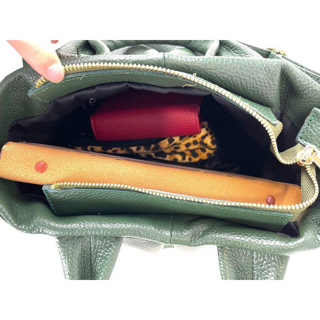 Italian Leather Bag for Women with 2 Handles and Zipper 57883
