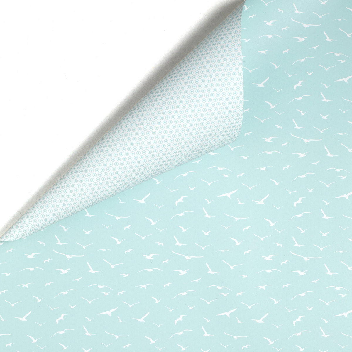 Vögelpappapier Mint - Maritiem inpakpapier met meeuwen, als een geschenkverpakking voor de bruiloft, voor geboorte of doop