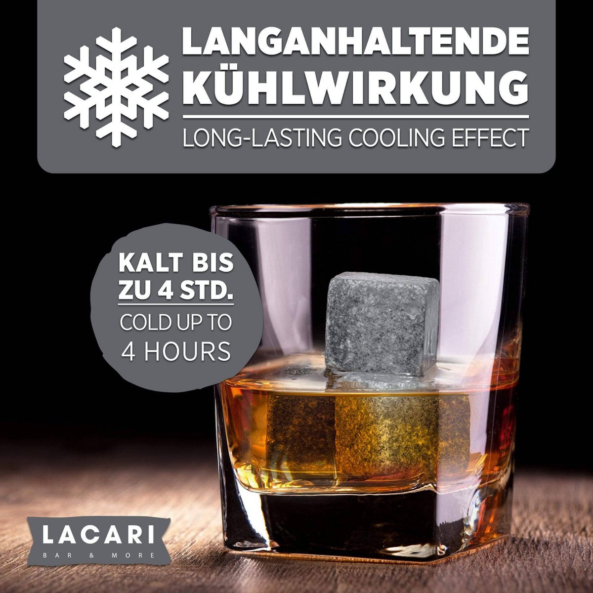 Ensemble de 9 pierres à whisky en pierre volcanique | Pour des boissons fraîches sans diluer