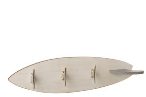 J-Line kapstok 3 Haken Surfplank  - hout/metaal - zilver