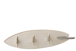 J-Line kapstok 3 Haken Surfplank - hout/metaal - zilver