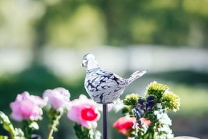 Gartenpflücker Vogel Schwarz und Weiß | Höhe 80 cm | Glas | Gartendekoration