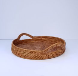 Pulau Rond Rotan Dienblad Lichtgewicht met handvat