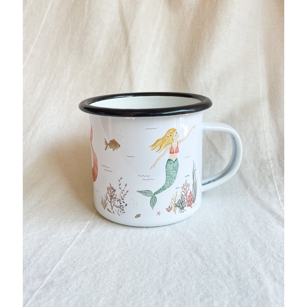 Enamel cup mermaids | Mug | Children's mug | Girl | Mermaid | Underwater | Watercolor | Watercolor || HEART & PAPER