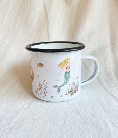 Enamel cup mermaids | Mug | Children's mug | Girl | Mermaid | Underwater | Watercolor | Watercolor || HEART & PAPER