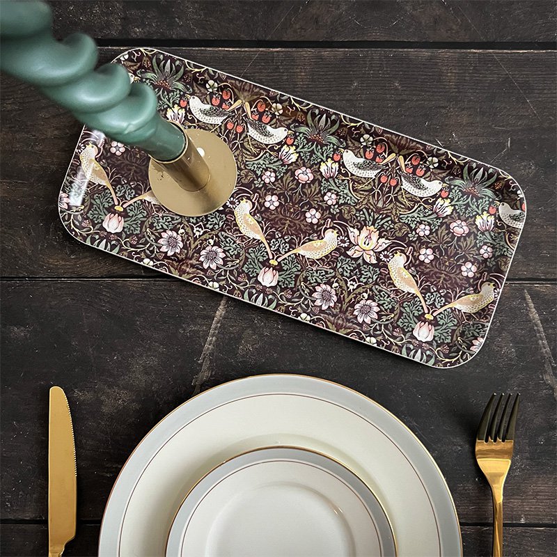 TRAY 32x15 cm - Morris Strawberry Thief bordeaux