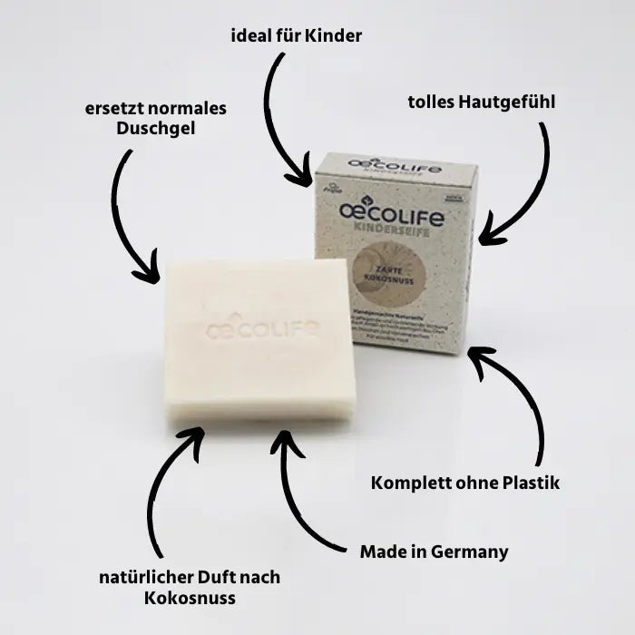 Feste Naturseife zarte Kokosnuss (Kinderseife)