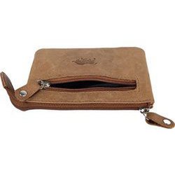 Taupe Leather Key Pocket med lynlås - lille tegnebog til damer med fleksibelt læder, perfekt til at organisere dine nøgler og små vigtige ting.