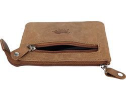 Taupe leren sleuteletui met rits – kleine portemonnee voor dames van soepel leer, perfect voor het organiseren van je sleutels en kleine essentials.