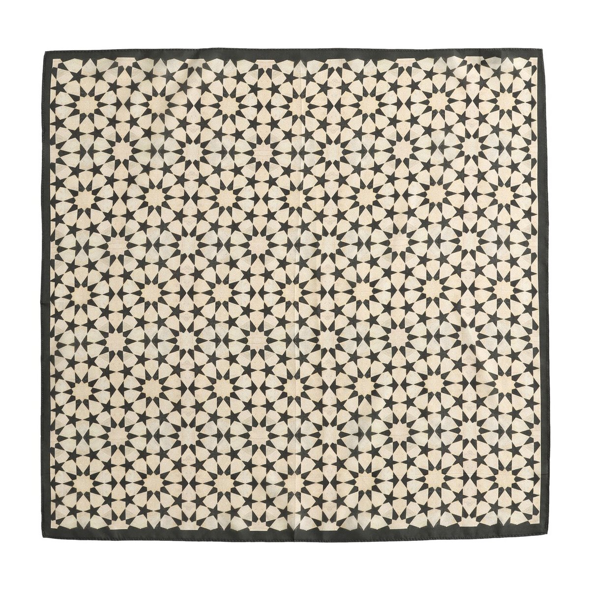 Black and Cream Silk Square Scarf Nujum