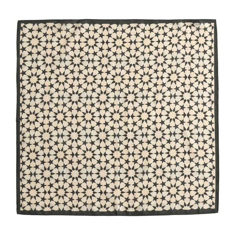 Black and Cream Silk Square Scarf Nujum