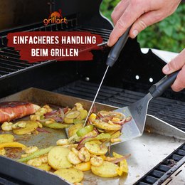 Premium Grill Spatuły wykonane ze stali nierdzewnej o wysokiej jakości dla roztrzaskanego burgera w tym. 30 kawałków papieru do nalewania - Grill Spatuły dla Plancha i Teppanyaki - Grill Turner wykonany ze stali nierdzewnej - idealne akcesoria grillo