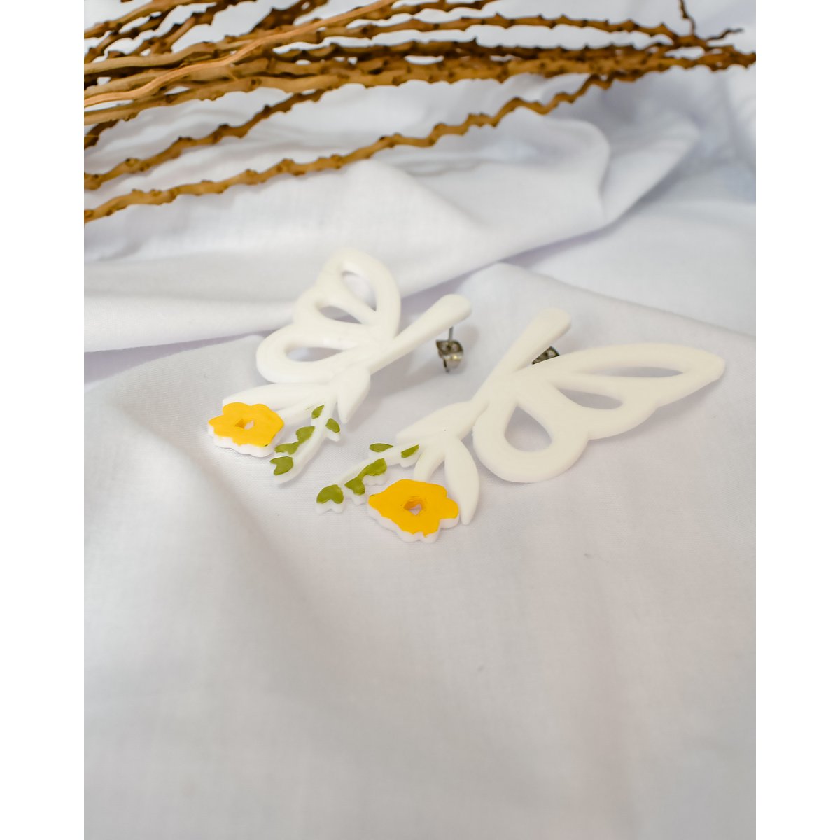 White Butterfly Elegance Earrings