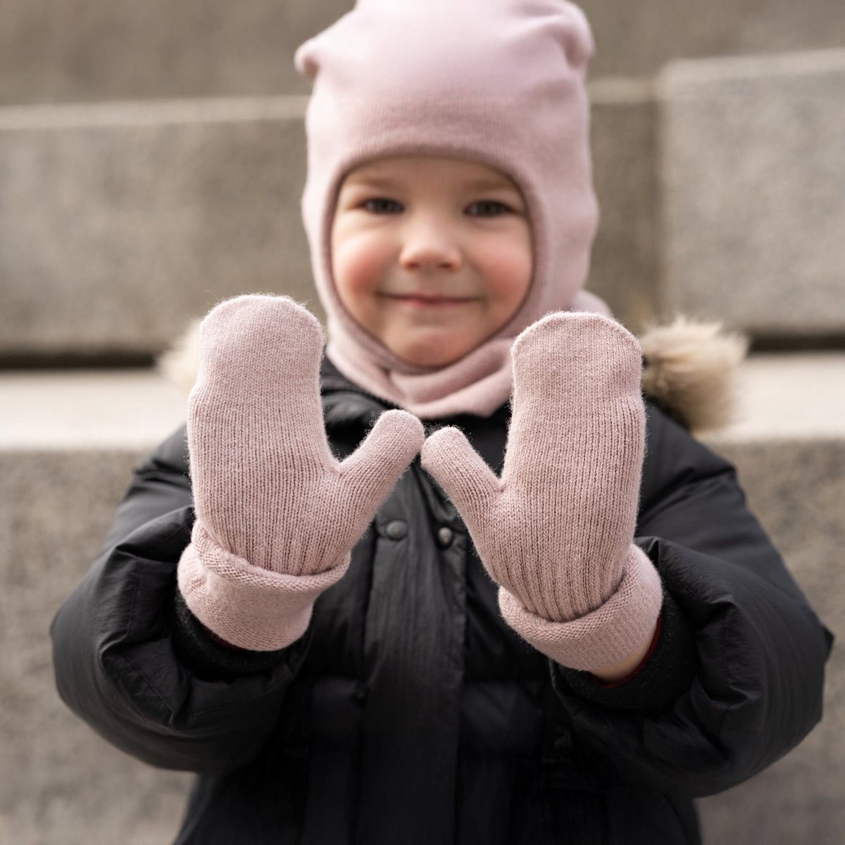 Fäustlinge für Kinder aus Merinowolle und Kaschmir