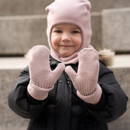 Guanti per bambini in lana merino e cashmere lavorati a maglia