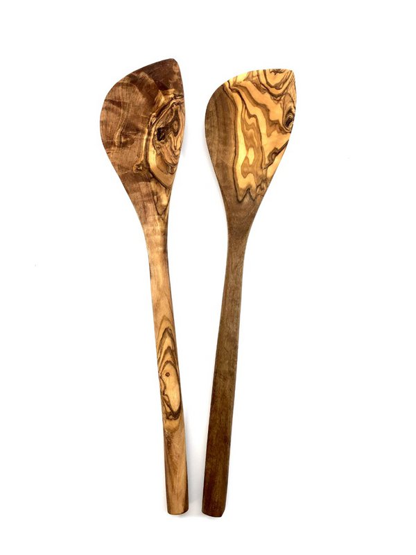 Cooking spoon with corner (30 cm) made of olive wood