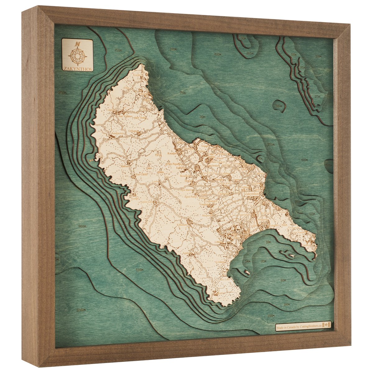 ZAKYNTHOS - 3D Holz Wandkarte - Version S