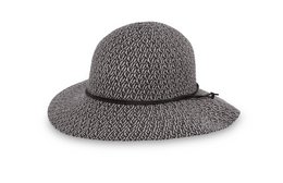 Gray wide-brimmed sun protection hat with UPF50+ rating for outdoor activities.