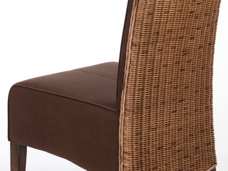 Rattan chair upholstered chair dining chair chairs Antonio upholstery suede look prairie brown
