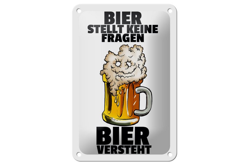 Tin sign alcohol 12x18cm beer asks no questions decoration