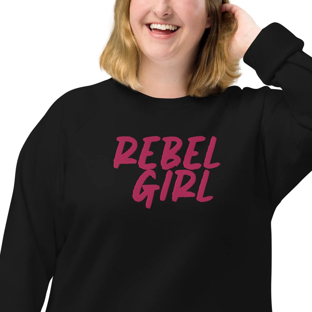 Rebel Girl Unisex Bio-Raglan-Sweatshirt Bio-Kleidung mit STICKEREI