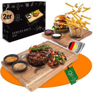 Servingbord XXL 'Santiago' 2 Set gemaakt van FSC® -gecertificeerde Acacia Wood met sauzenkommen