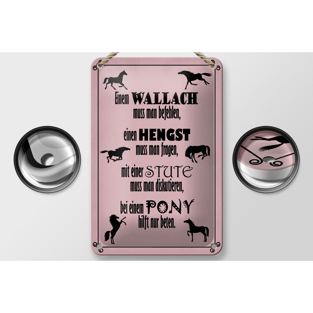 Tin sign saying 12x18cm horses wallah stallion pony mare decoration