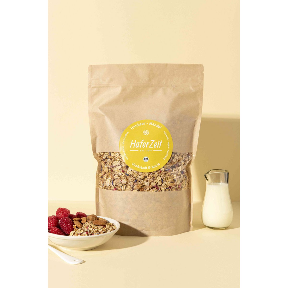 Granola orgánica de frambuesa y almendras