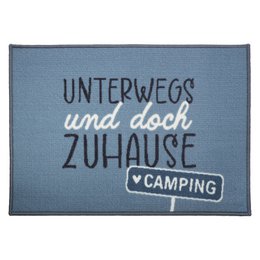Fußmatte, rechteckig, "Camperglück", Herzmotiv, Spruch, Polyamid, blau, VE 4, L. 0.5 cm, B. 70 cm, H. 50 cm