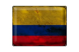 Tin Sign Flag Colombia 40x30cm Flag Colombia Rust