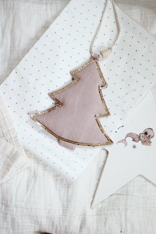Leinenanhänger „Rosa Weihnachtsbaum“