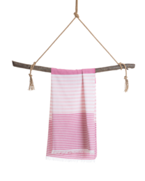 TOWEL TO GO BALI Toalla de Playa de Algodón 180x100 cm | Ligero de secado rápido | Fucsia / Rosa | con caja de regalo