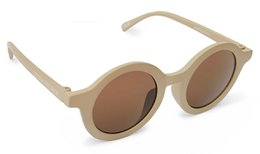  Khaki round sunglasses, kids eyewear, circular brown lenses, beige tan frame, vintage style