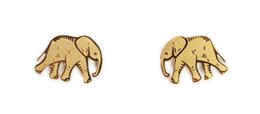 Gold elephant earrings for kids, stainless steel, small studs with elephant shape design.