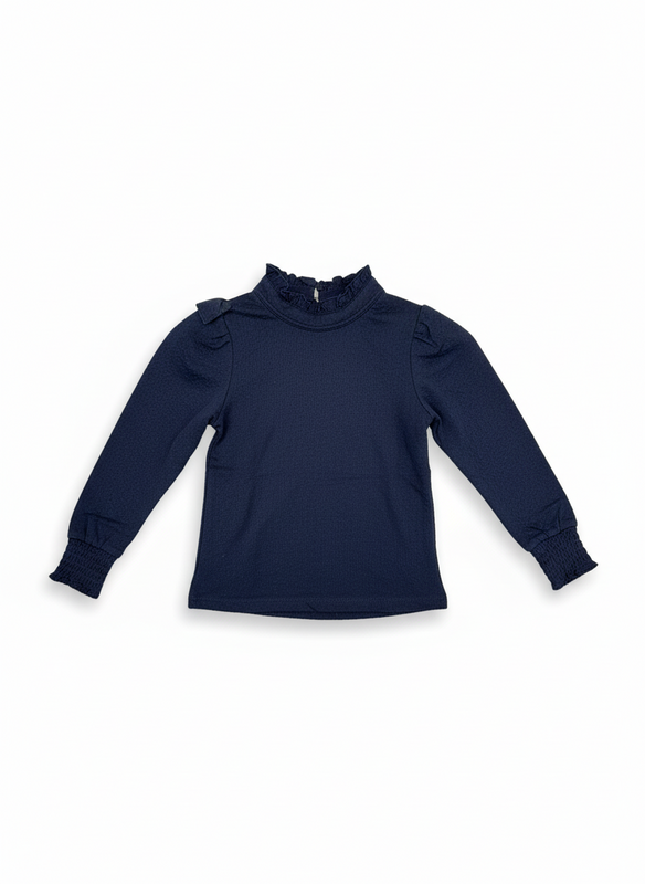 Funkle pigebluse mørkeblå