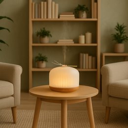 Diffusore olio essenziale di origine - Diffusore ad ultrasuoni per l'aromaterapia e fragranze della camera - in vetro e legno FSC - Idea regalo