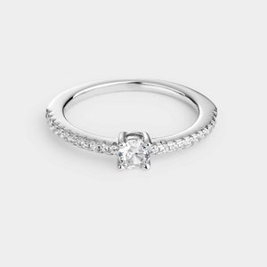 Silver pavé solitaire ring with zircons