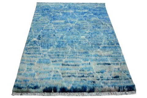 Marokkanischer blauer weicher handgeknüpfter Teppich