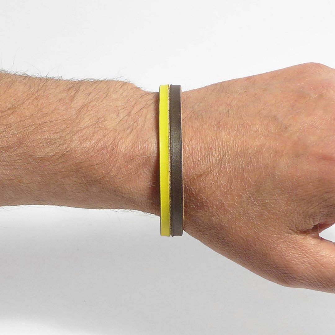 Leather Star Raw CK35 - two -colored leather men's bracelet in yellow and brown