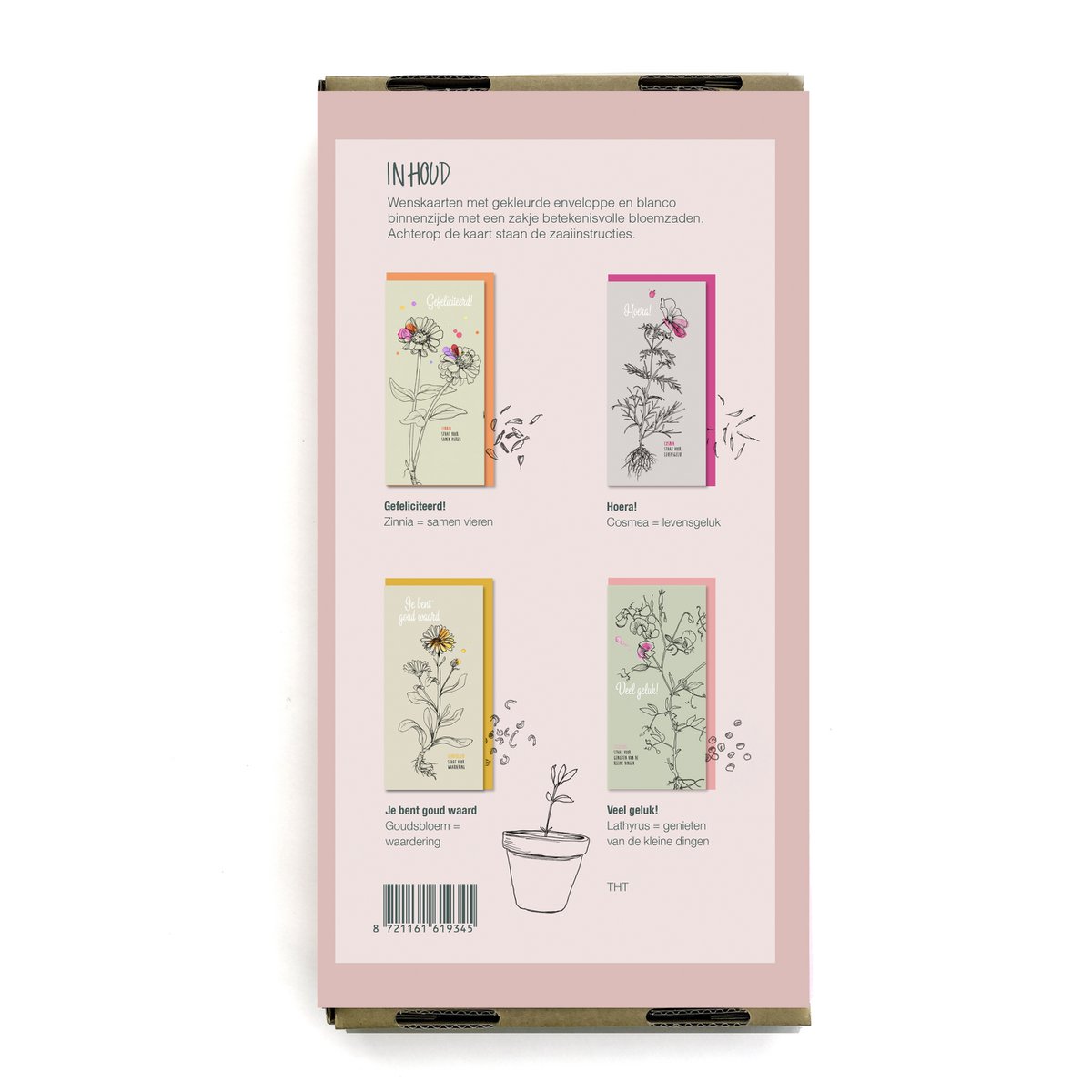 Cadeaubox wenskaarten met zaden 'Vrolijkheid'