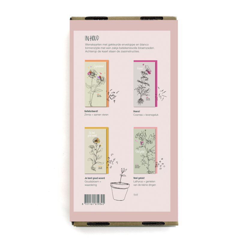 Cadeaubox wenskaarten met zaden 'Vrolijkheid'