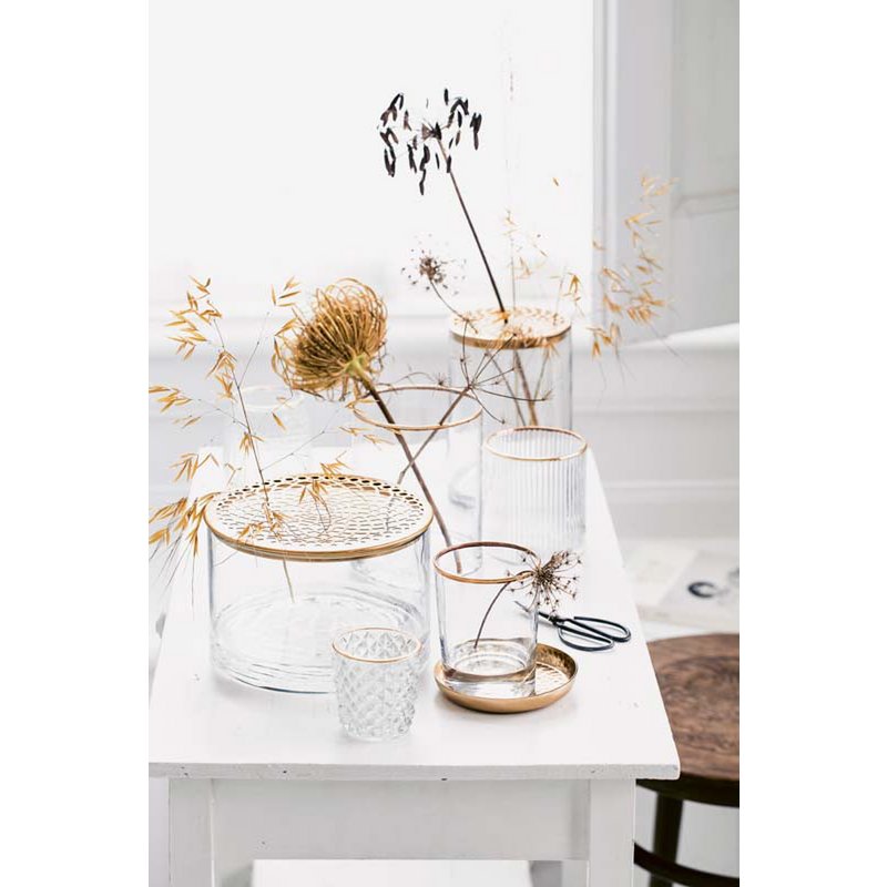 Vase with Metal Lid Gold 12.5x19cm