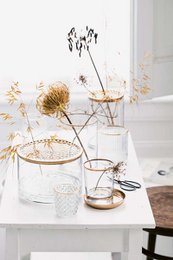 Vase with Metal Lid Gold 12.5x19cm