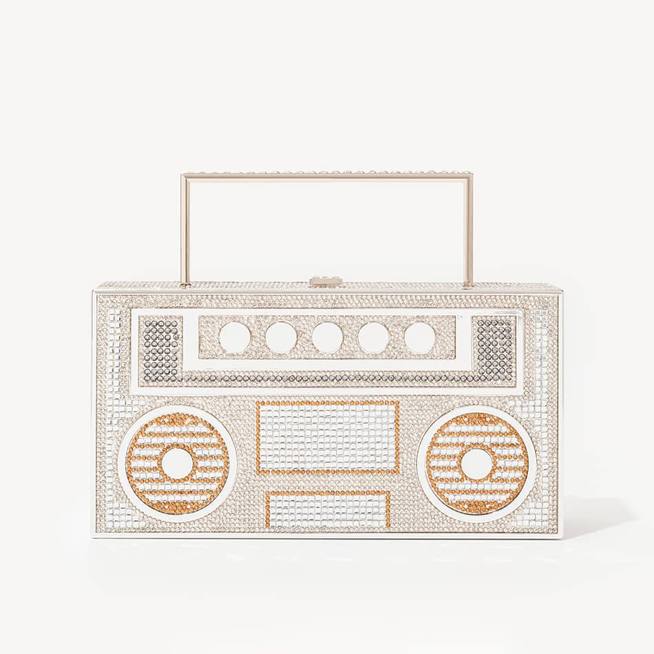 Abendtasche mit goldfarbenem Pavé-Band von Saint Tropez