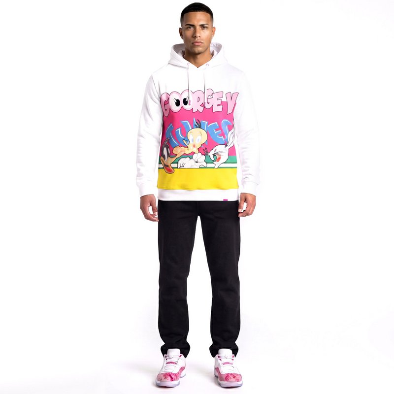 Kapuzenpullover mit Looney Tunes-Print in Weiß