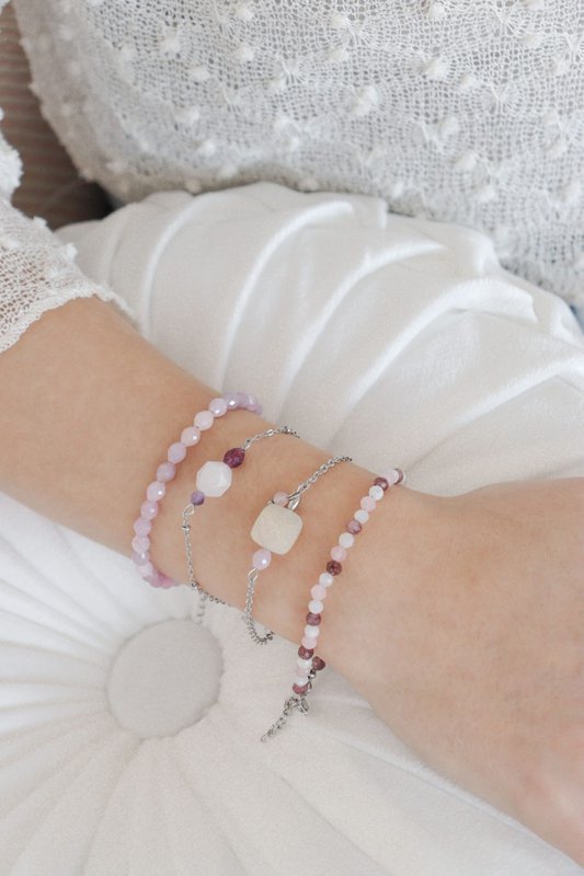Jade- und Kunzit-Armband – Silber